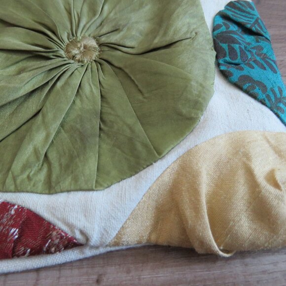 PIER 1 IMPORTS Cotton Silk Applique Patchwork Circle Decor Throw Pillow Sham - Picture 9 of 14